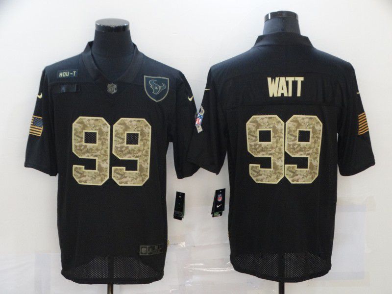 Men Houston Texans #99 Watt Black Camo Lettering 2020 Nike NFL Jersey